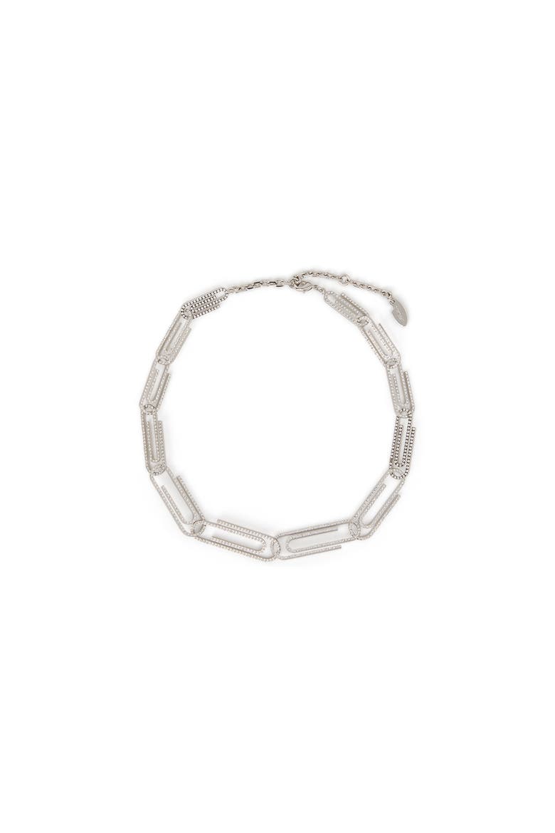 Women's Paperclip Chain Strass Neckla, Main, color, Silver