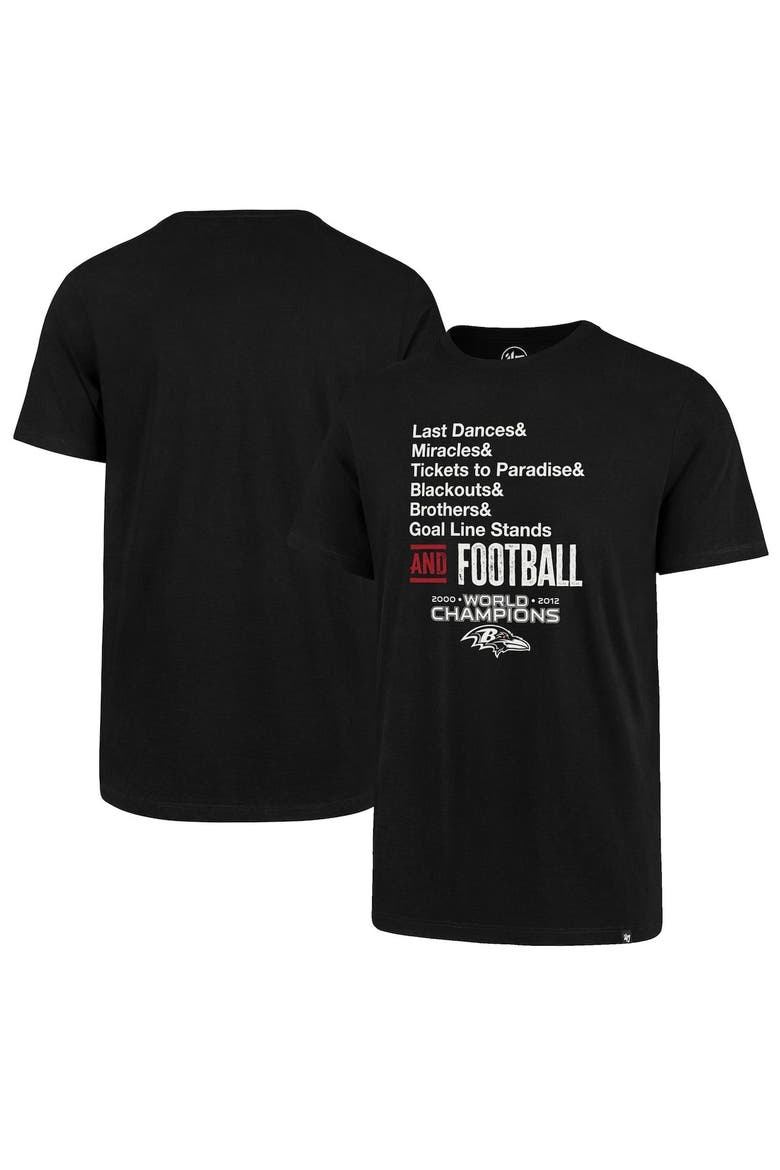 Men's '47 Black Baltimore Ravens Super Bowl XLVII Championship Reunion T-Shirt, Main, color, Black