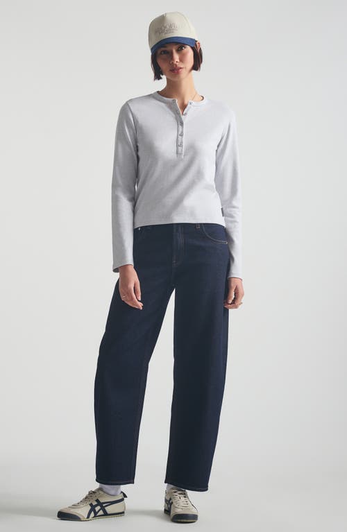 Brooklyn Industries Long Sleeve Stretch Cotton Crop Henley In Gray