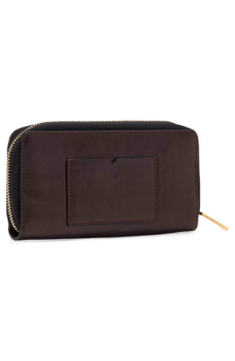 AllSaints Lena Continental Leather Wallet, Alternate, color, Burnt Umber Red