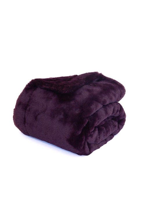 Sea To Me Blankets Carmel Cuddle Faux Fur Throw Blanket in Plum  product