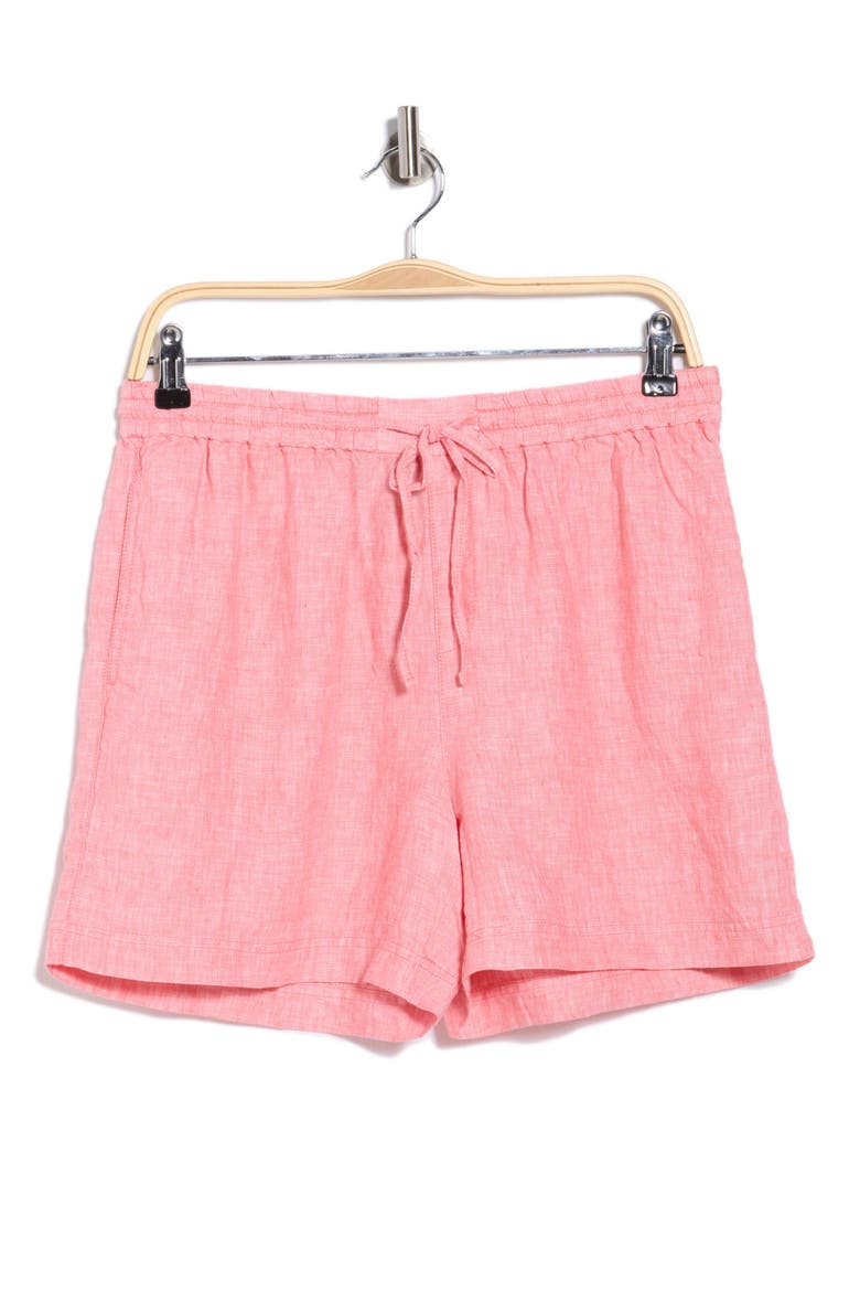 Two Palms Tie Waist Linen Shorts, Alternate, color, STRAWBERRY
