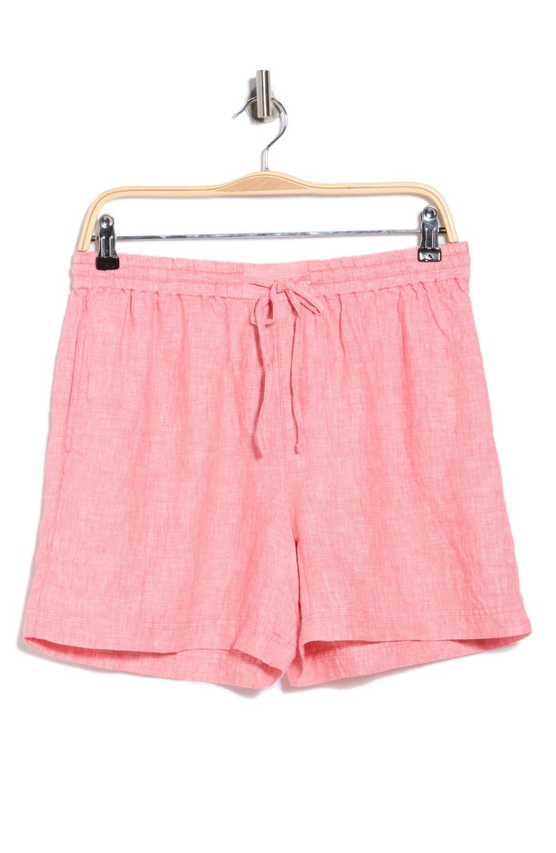 Tommy Bahama Two Palms Tie Waist Linen Shorts, Alternate, color, Strawberry