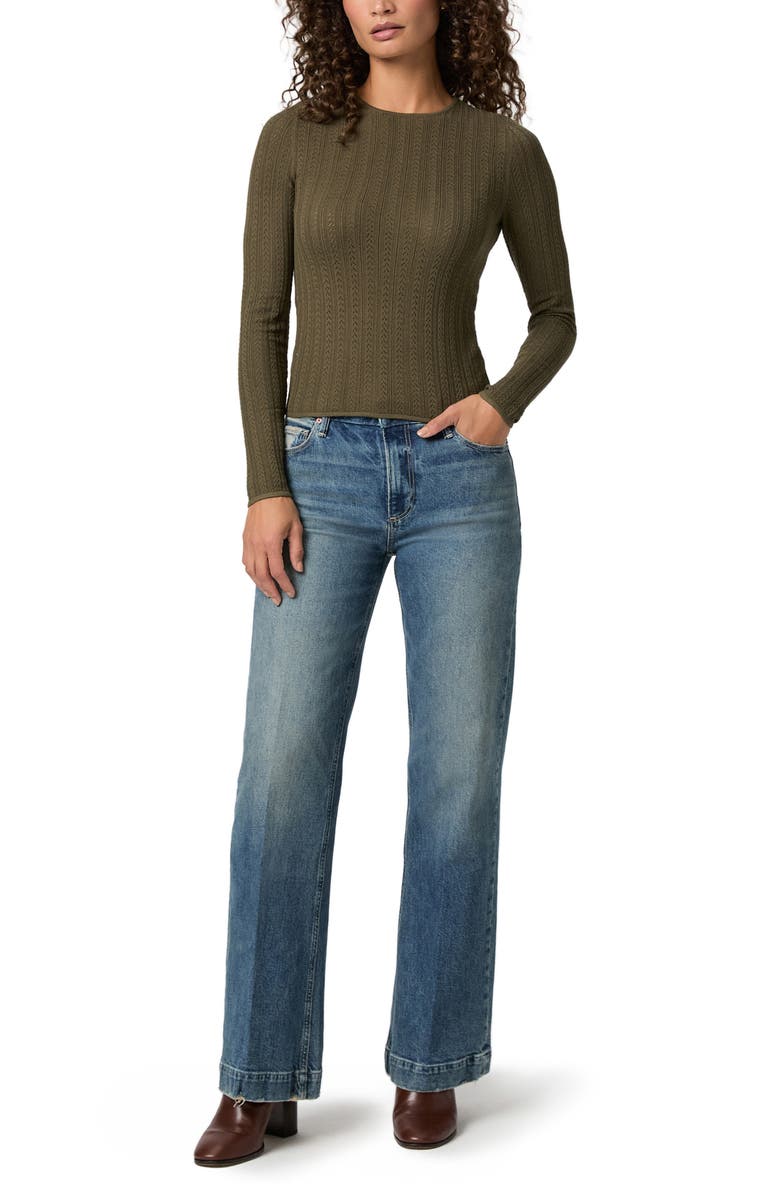 PAIGE Alis Pointelle Knit Top, Alternate, color, Dark Army