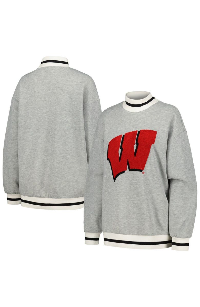 GAMEDAY COUTURE Women's Gameday Couture Ash Wisconsin Badgers In It To Win It Sporty Mock Neck Pullover Sweatshirt, Main, color, 