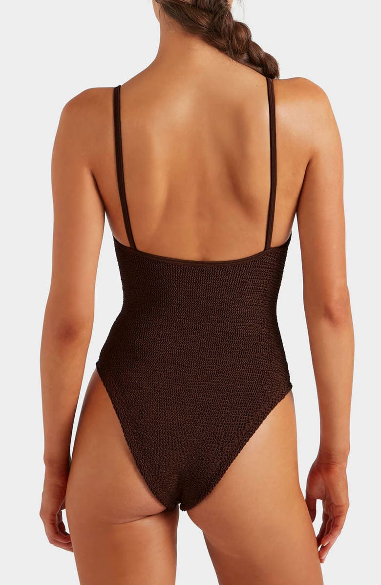 Hunza G Mia Beaded One-Piece Swimsuit, Alternate, color, Metallic Chocolate