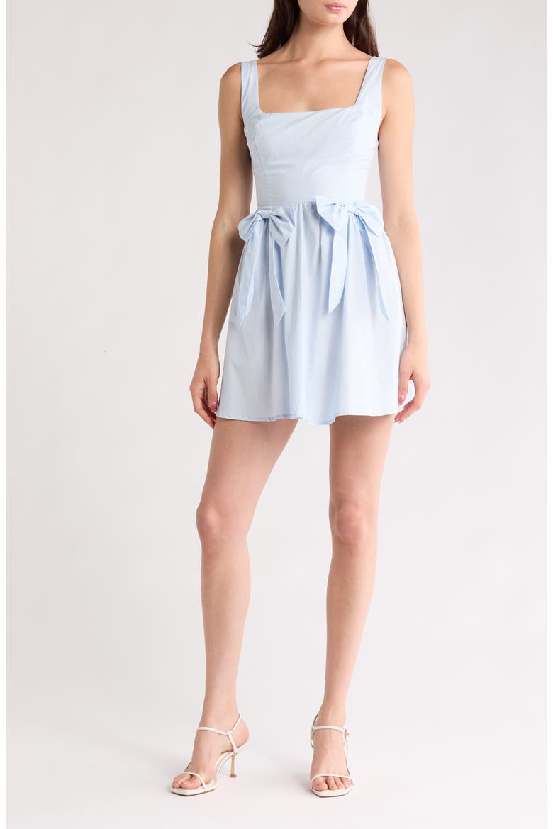 Front Bow Fit & Flare Minidress, Main, color, LIGHT BLUE