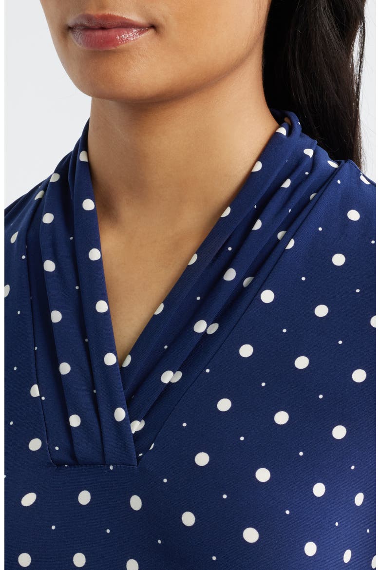 Polka Dot Triple Pleat Sleeveless Top, Alternate, color, DISTANT MOUNTAIN/ ANNE WHITE