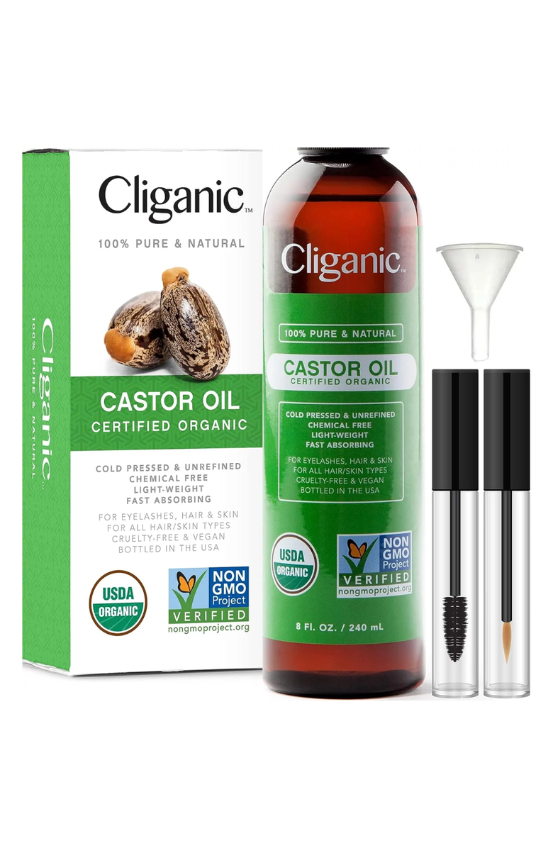 Cliganic Organic Castor Oil with Eyelash Kit, Alternate, color, 