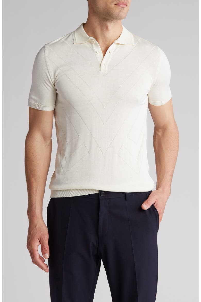 Textured Sweater Knit Polo, Main, color, CREAM