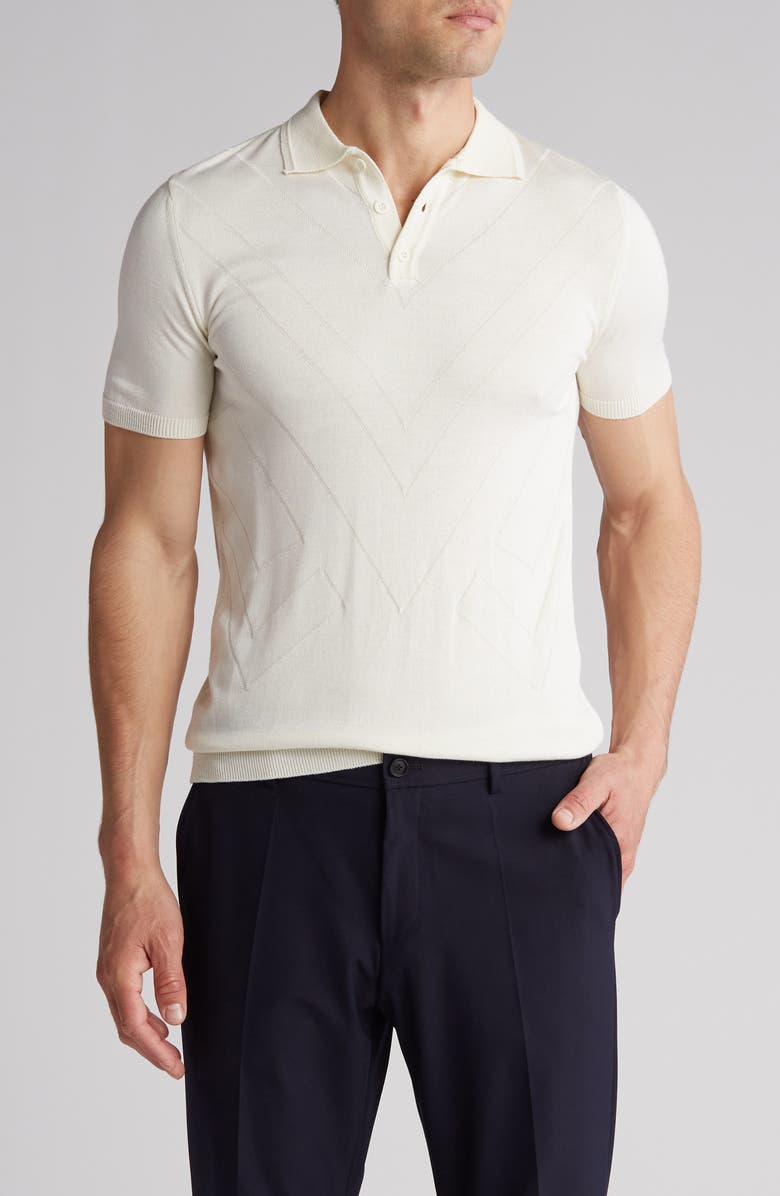 T.R. PREMIUM Textured Sweater Knit Polo, Main, color, Cream