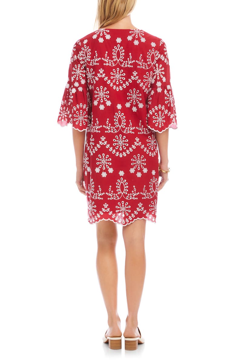 Karen Kane Embroidered Flare Sleeve Minidress, Alternate, color, Red