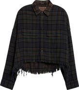 R13 Plaid Crop Button-Up Work Shirt