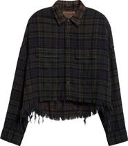 R13 Plaid Crop Button-Up Work Shirt