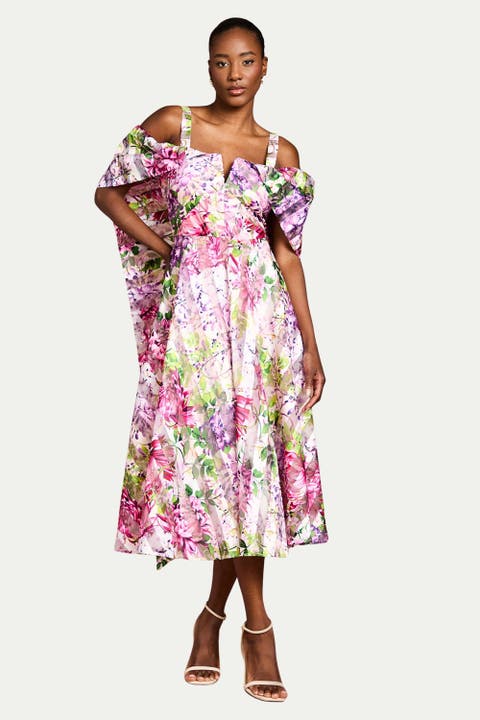Organza Bardot Midi Dress