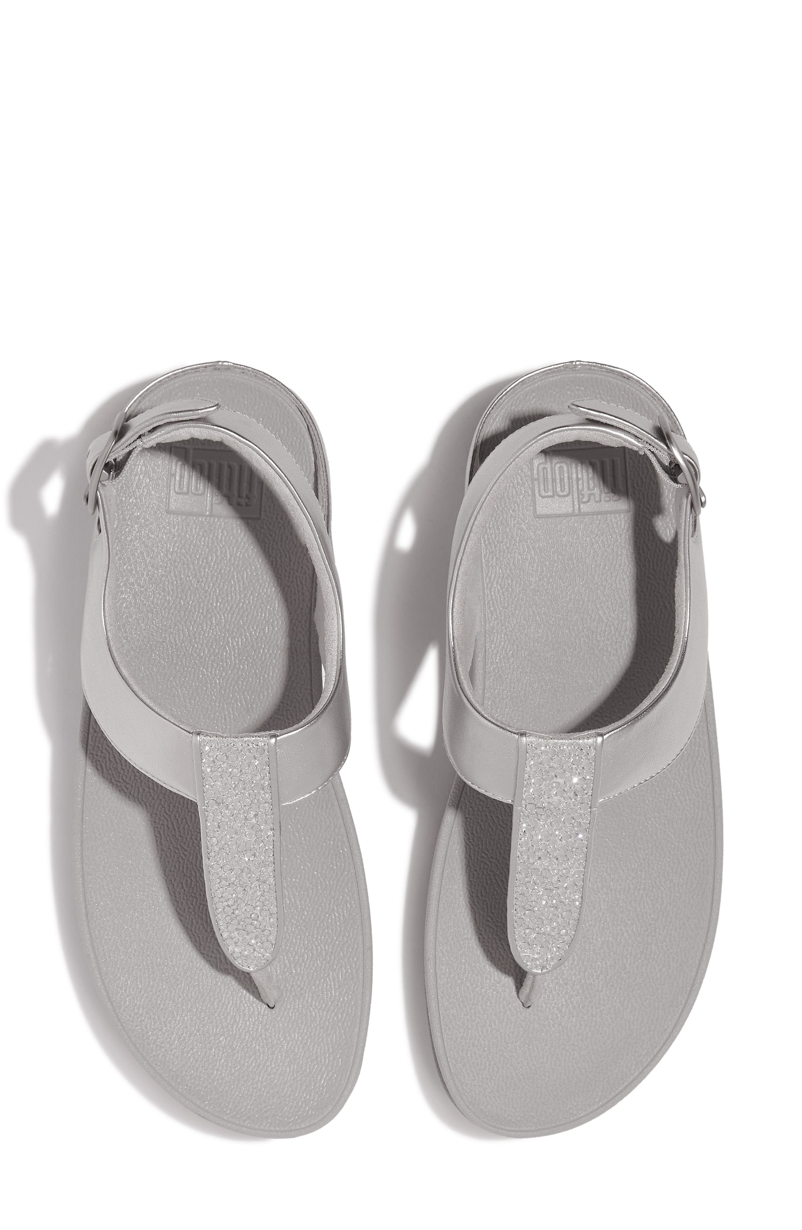 FitFlop Fino Crystal T-Strap Sandal, Alternate, color, Silver