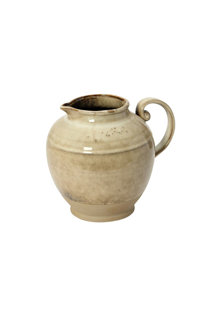 Storied Home Stoneware Pitcher, Main, color, Brown