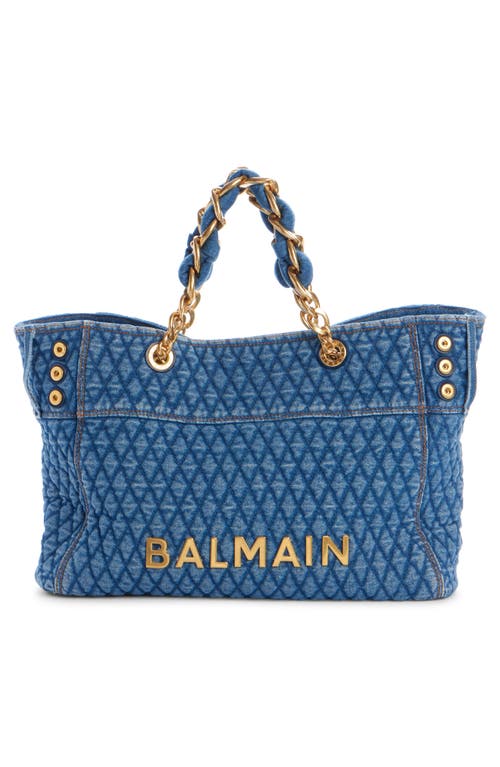 BALMAIN BALMAIN 1945 SOFT CABAS QUILTED DENIM TOTE 