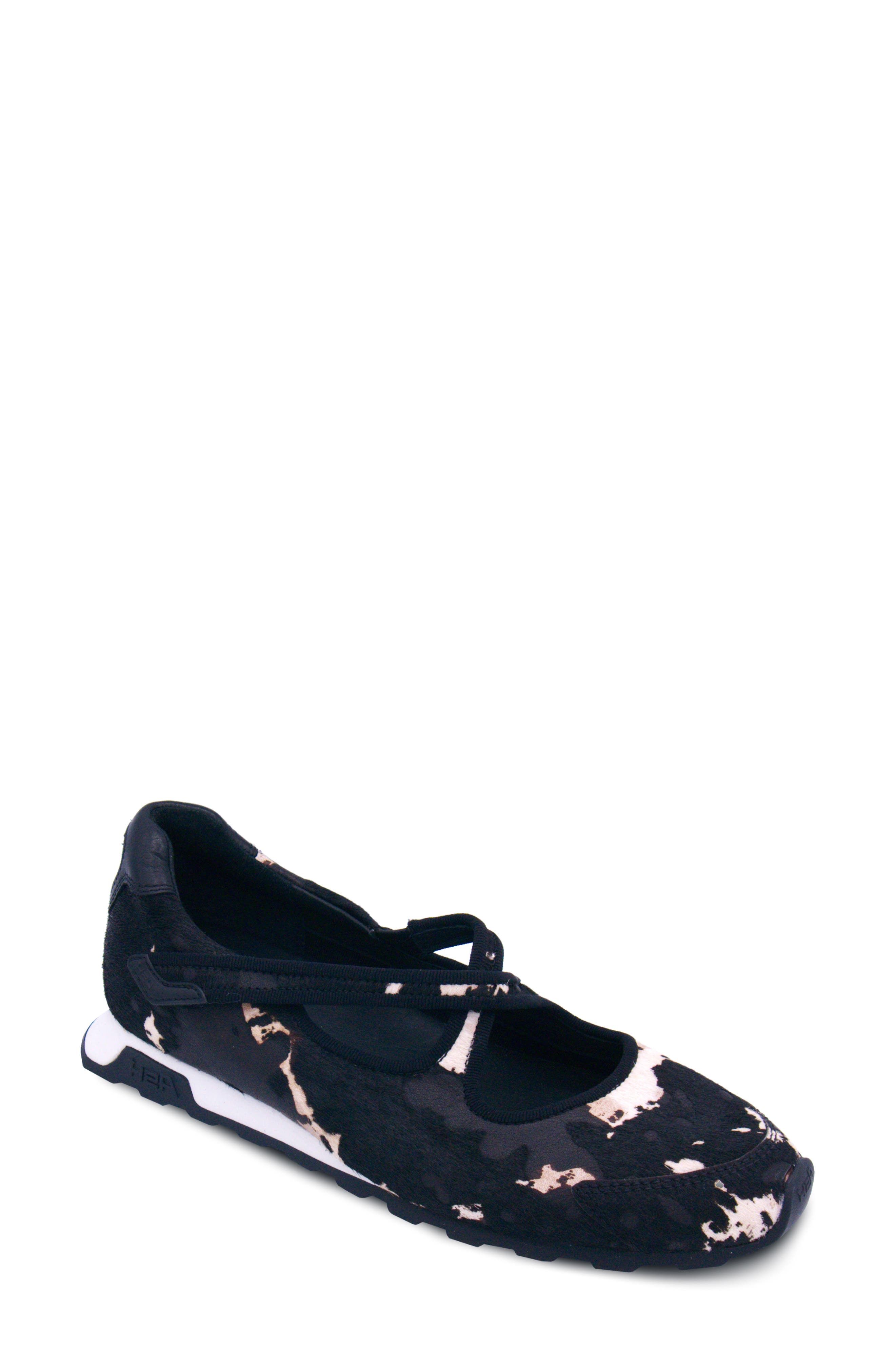 Ash Kore Mary Jane Genuine Calf Hair Flat, Main, color, Black Edgy