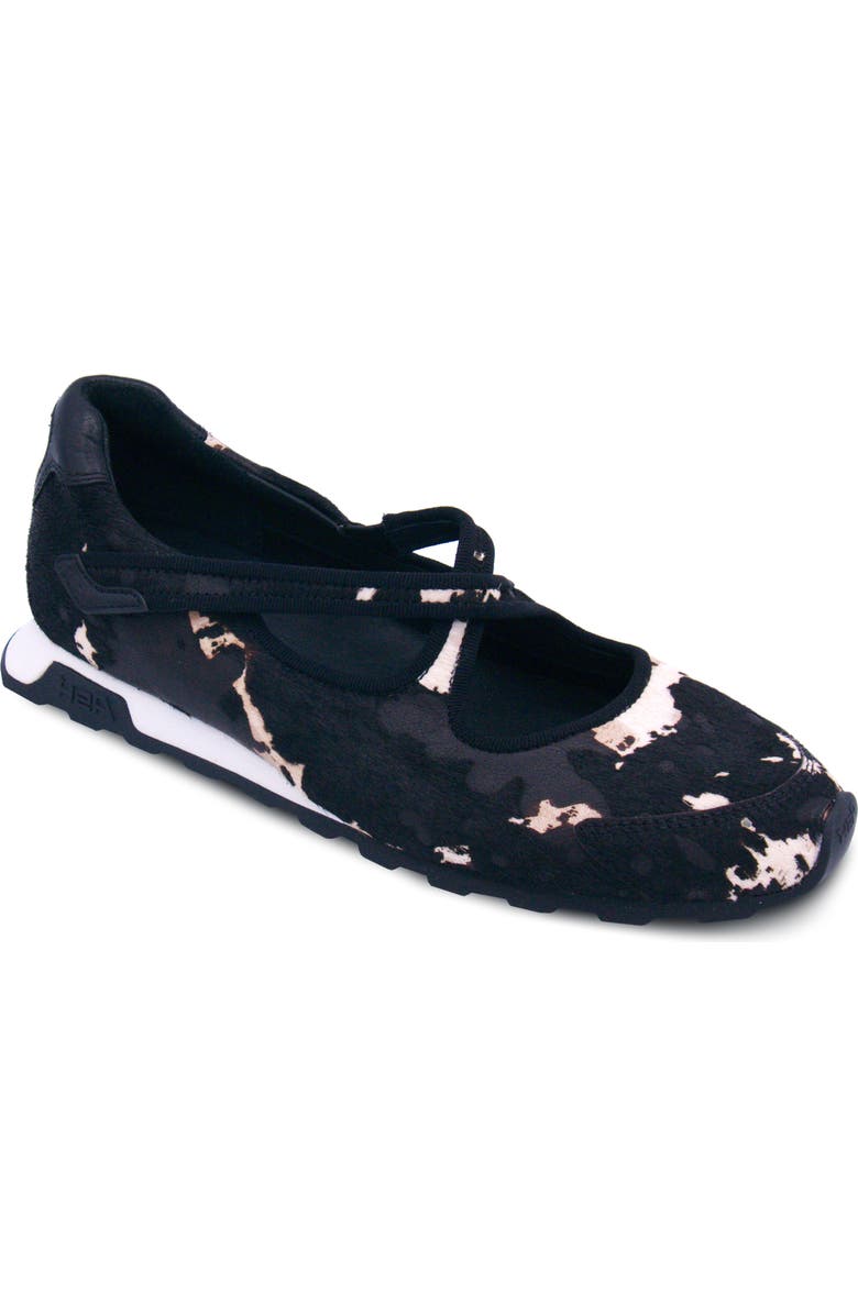 Ash Kore Mary Jane Genuine Calf Hair Flat, Main, color, Black Edgy