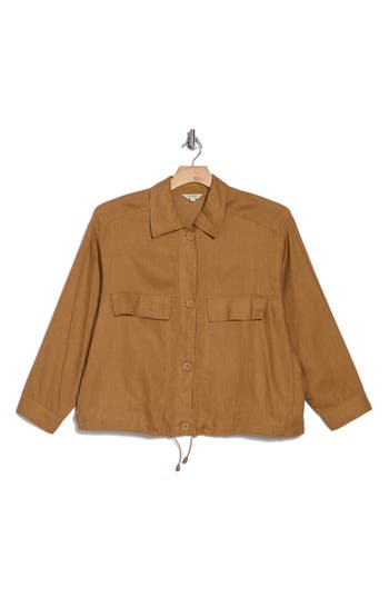 MAX STUDIO MAX STUDIO LINEN & COTTON TWILL UTILITY JACKET 