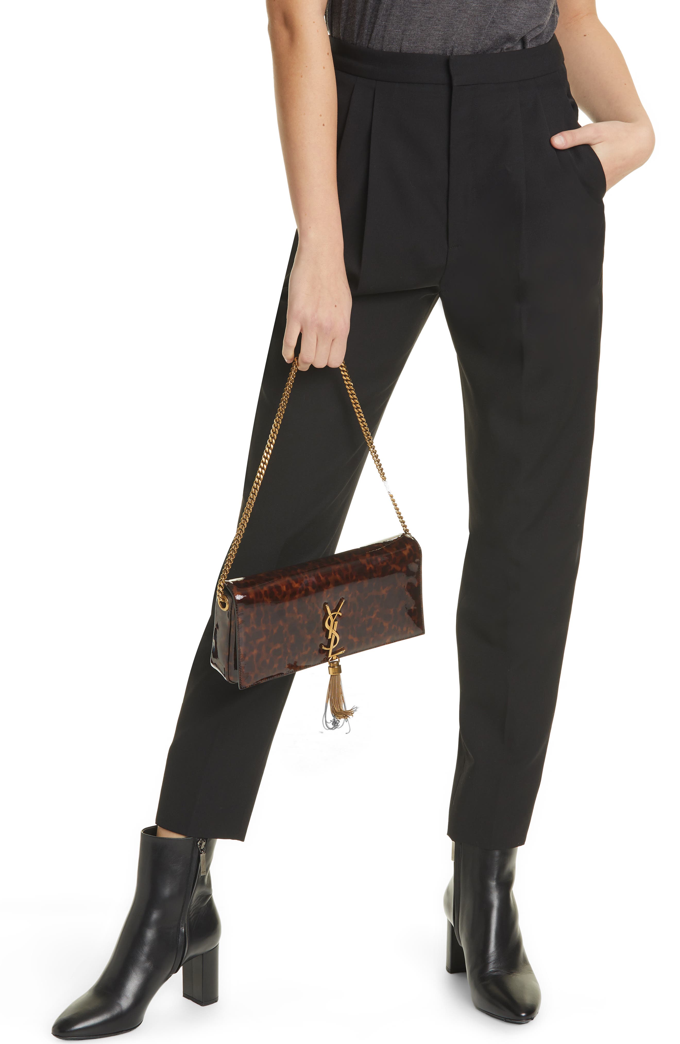 Saint Laurent Kate Calfskin Baguette Shoulder Bag, Alternate, color, 