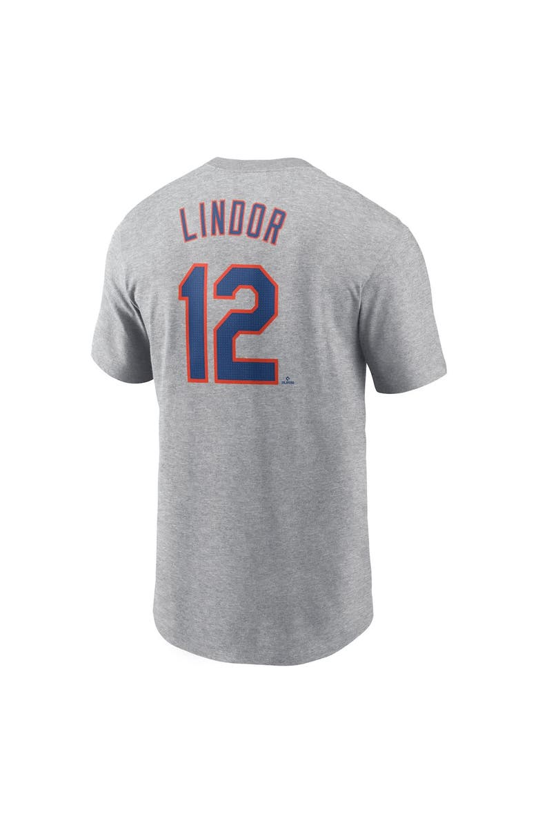 Nike Men's Nike Francisco Lindor Heather Gray New York Mets Fuse Name & Number T-Shirt, Alternate, color, Heather Gray