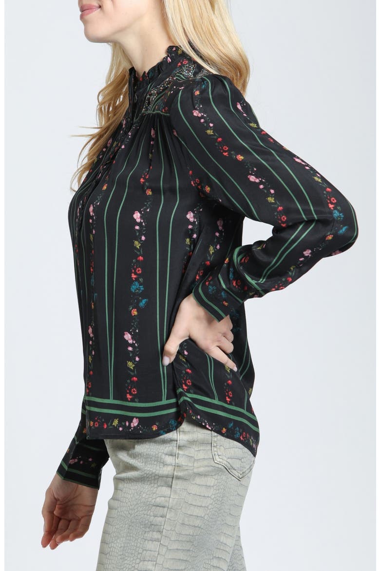 Ruffled Floral Stripe Top, Alternate, color, JET/ANTIQUE ROSE MULTI