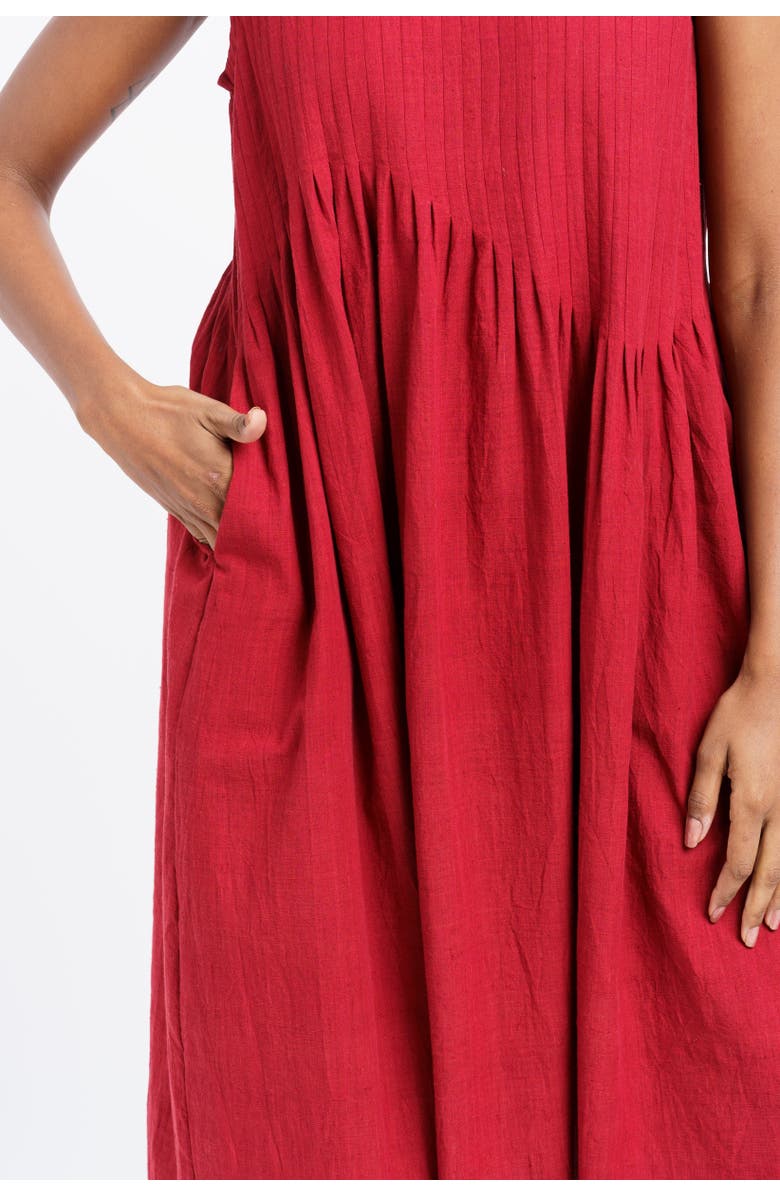World of Crow Red Pleated Midi Dress, Alternate, color, 