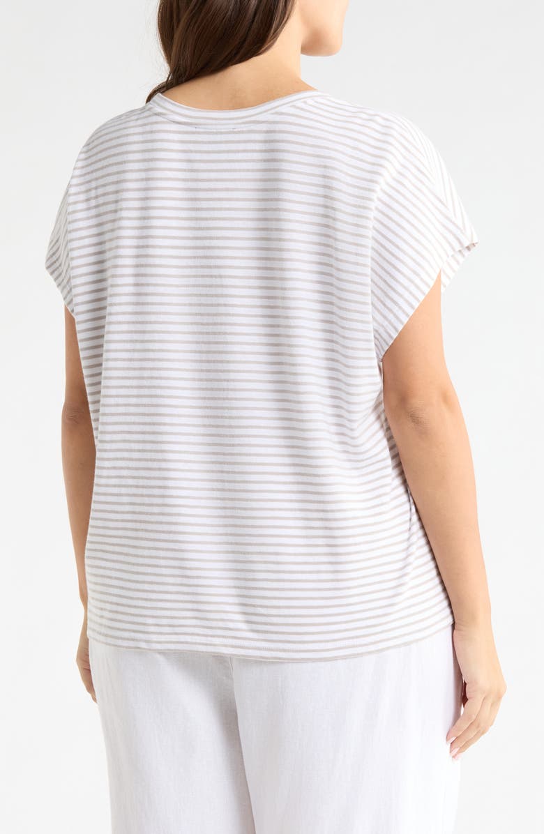 Eileen Fisher Stripe Crewneck Organic Cotton Top, Alternate, color, Chalk