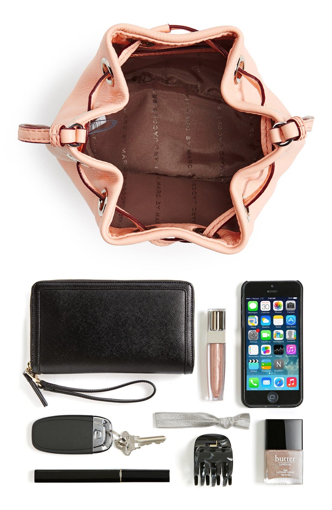 MARC BY MARC JACOBS 'Too Hot to Handle' Leather Drawstring Bag, Alternate, color, TROPICAL PEACH