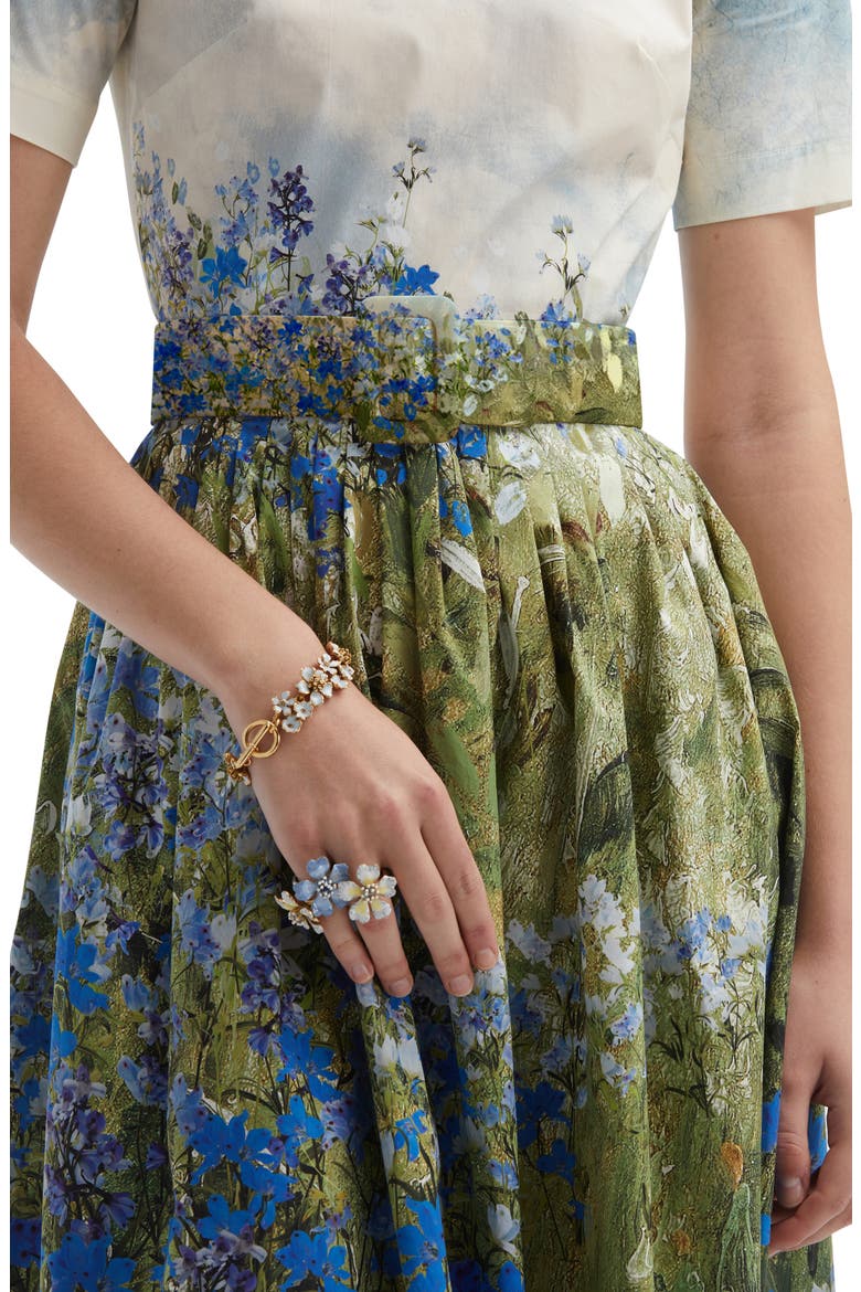 Floral Field Belted Stretch Cotton Dress, Alternate, color, TOPAZ MULTI