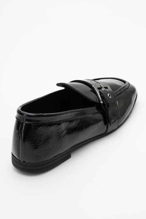 Forever & Always Shoes Jade Leather Flat Loafers In Black Patent Leather