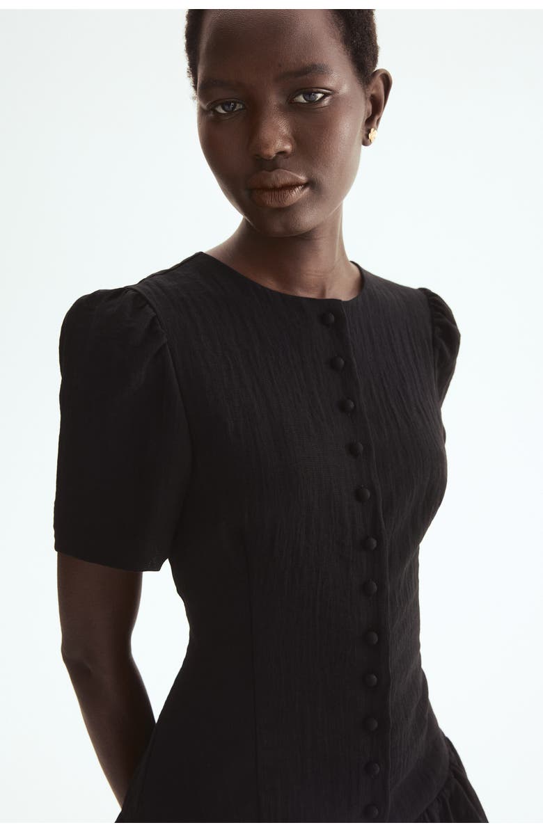 H&M Bubble-hem dress, Alternate, color, Black