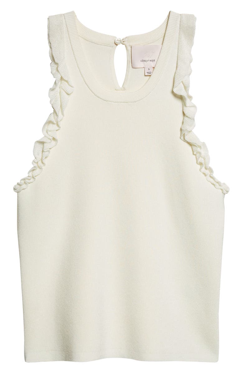 Cinq à Sept Ruffle Tank, Alternate, color, Ivory