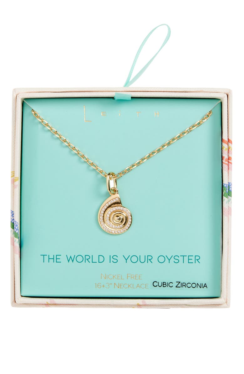 Leith Nautilus Shell Pendant Necklace, Main, color, Clear- Gold