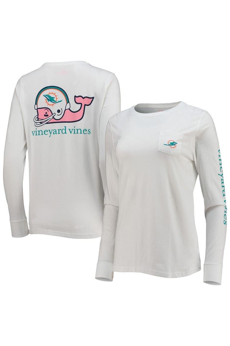 Women's Vineyard Vines White Miami Dolphins Helmet Long Sleeve T-Shirt, Alternate, color, White