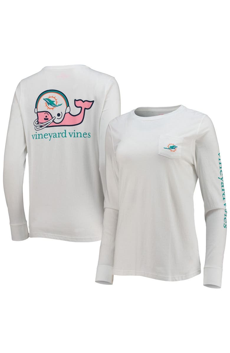 vineyard vines Women's Vineyard Vines White Miami Dolphins Helmet Long Sleeve T-Shirt, Alternate, color, 