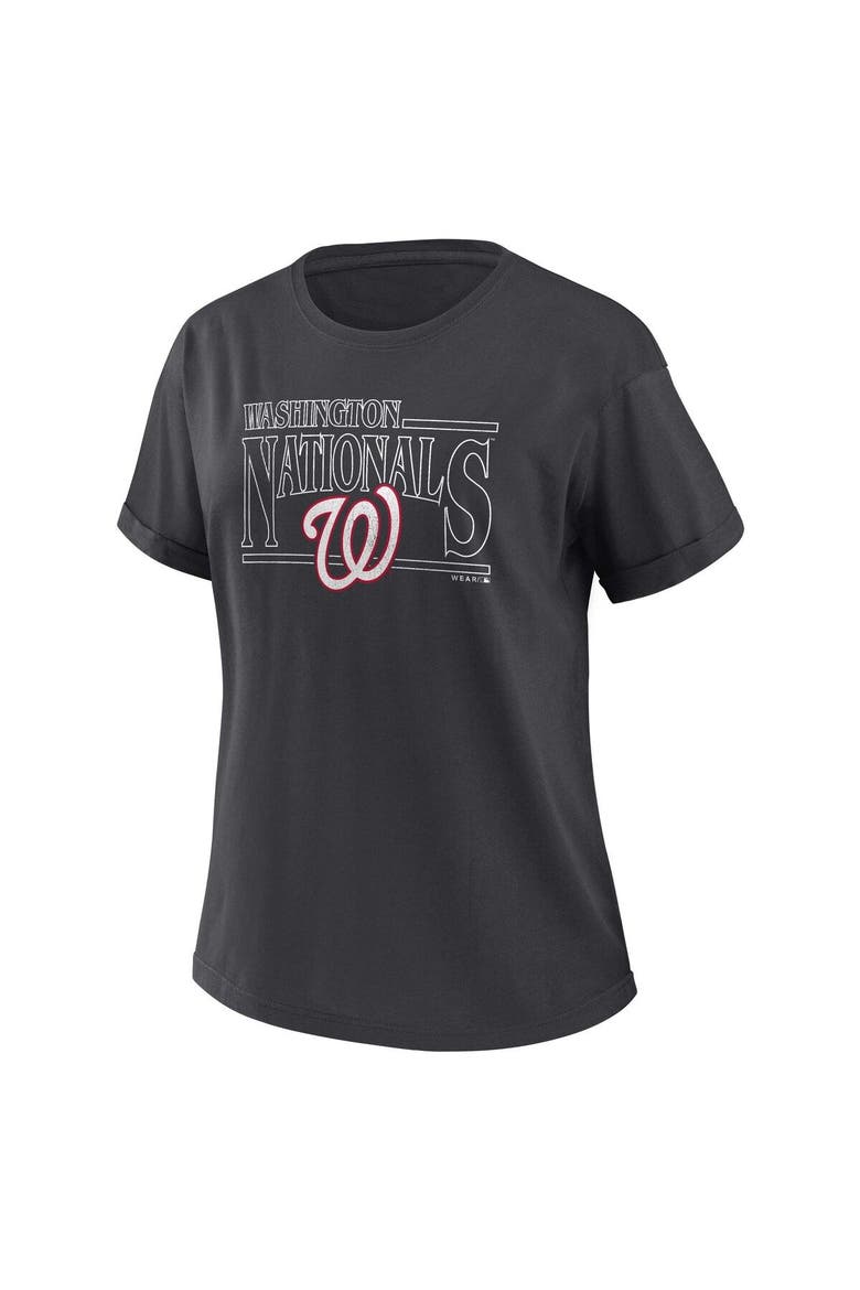 Women's WEAR by Erin Andrews  Charcoal Washington Nationals Oversized Boyfriend T-Shirt, Alternate, color, Charcoal