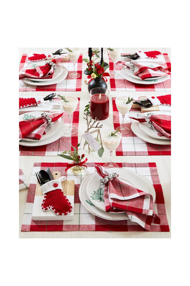 Linen Placemats Set od 4, 14 x 20" - Very Merry Plaid, Alternate, color, Very Merry
