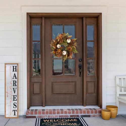 Northlight Pumpkins And Leaves Artificial Fall Harvest Wreath In Multi