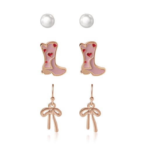 Jessica Simpson Kids Kids 3-pair Earring Set In Gold