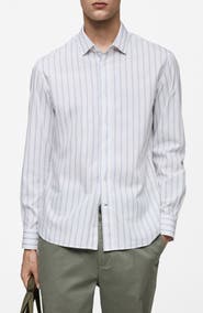MANGO Regular Fit Stripe Button-Up Shirt