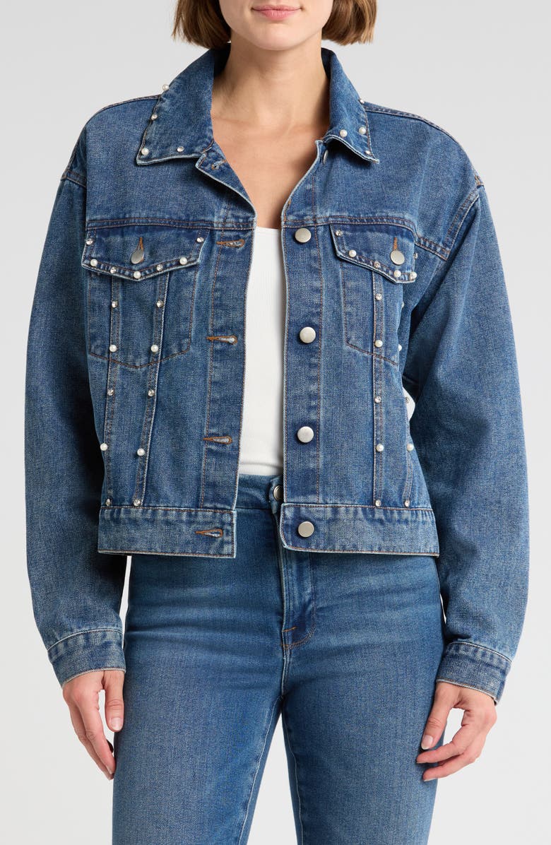 Vigoss Studded Denim Trucker Jacket, Main, color, 