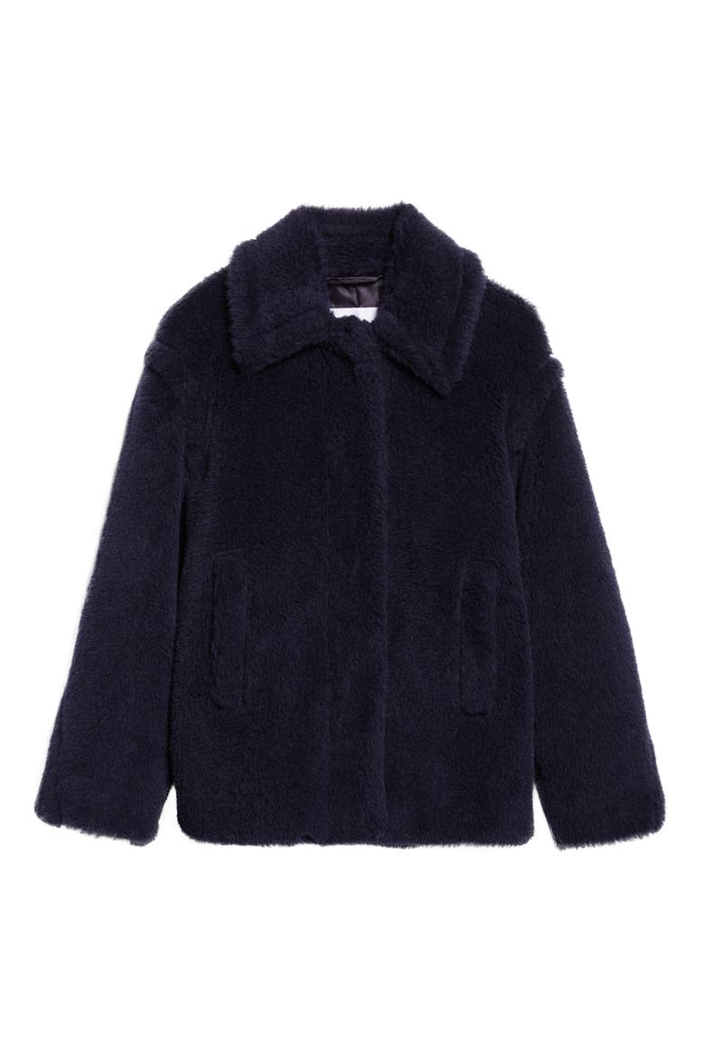 Fuggito Alpaca, Virgin Wool & Silk Blend Teddy Coat, Alternate, color, ULTRAMARINE