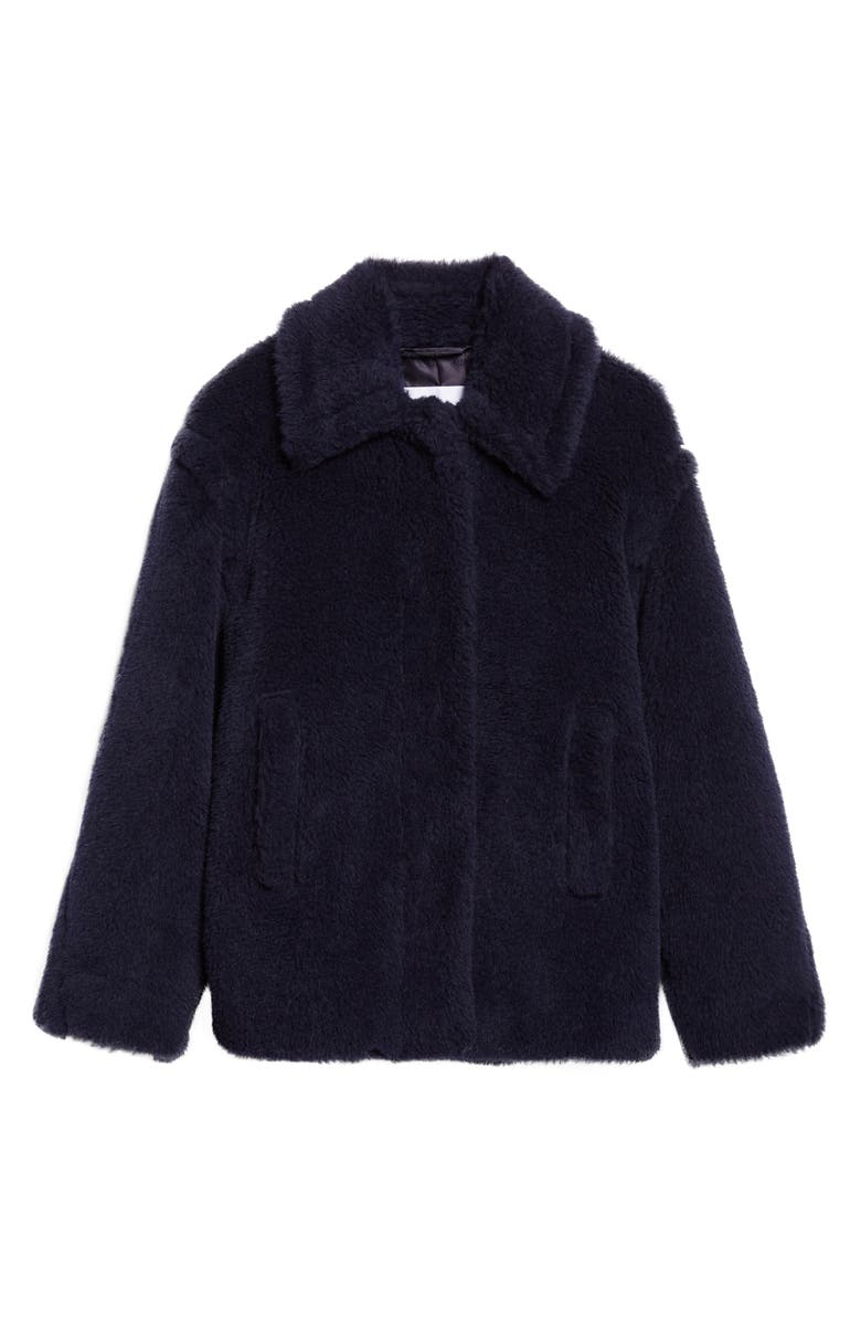 Max Mara Fuggito Alpaca, Virgin Wool & Silk Blend Teddy Coat, Alternate, color, Ultramarine