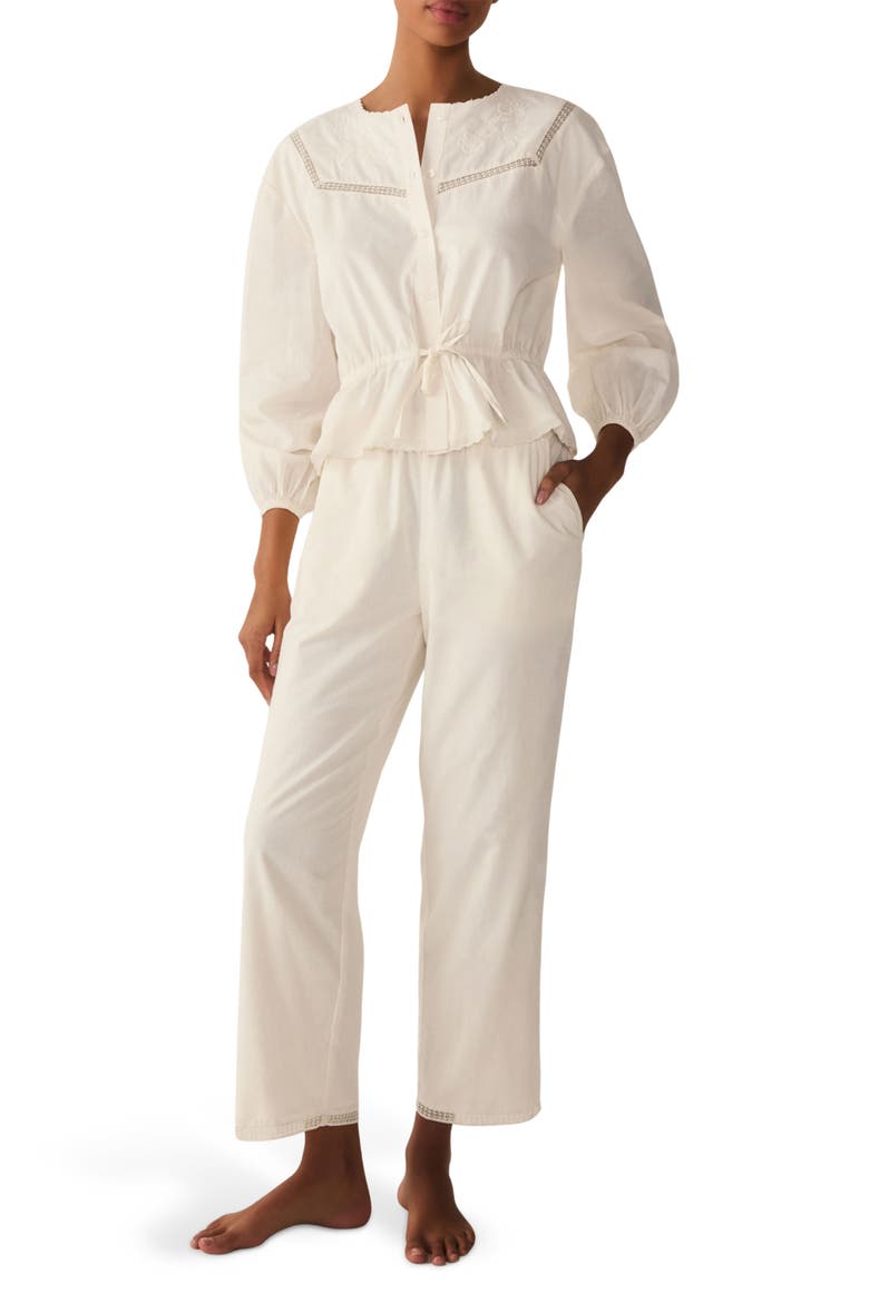 Marguerite Cotton Voile Pajamas, Main, color, IVORY