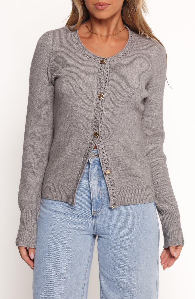 Petal & Pup Quay Openwork Detail Cardigan, Main, color, Heather Grey