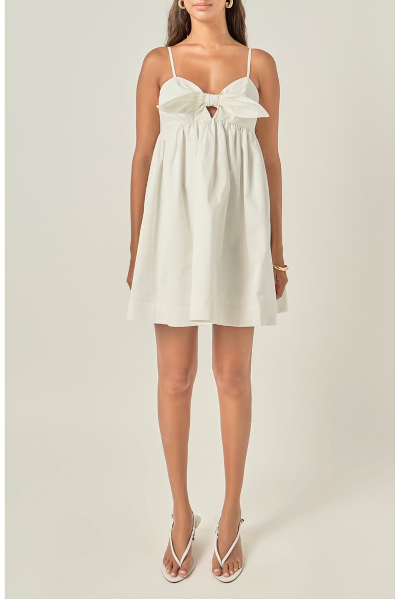 Bow Front Babydoll Minidress, Main, color, OFF WHITE