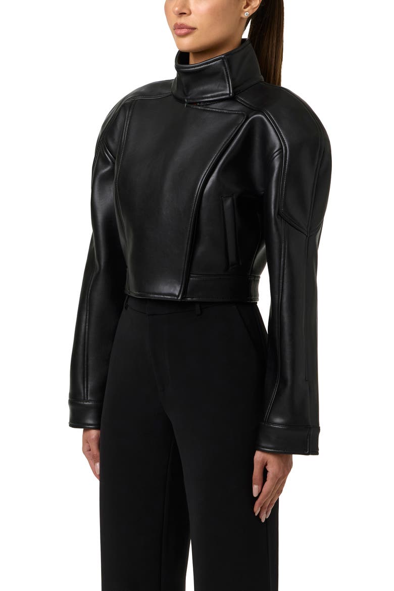 Faux Leather Moto Jacket, Alternate, color, BLACK